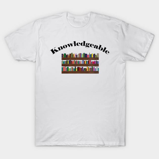 Knowledgeable Bookshelf T-Shirt by Benny Merch Pearl